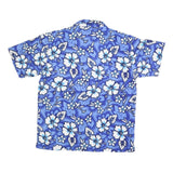 LIQUID HAWAIIAN Mens Blue & White Floral Hawaiian Shirt L Polyester Casual