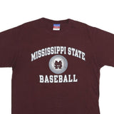 CHAMPION Mens Maroon Mississippi State Baseball T-Shirt L Short Sleeve Crew Neck