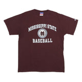 CHAMPION Mens Maroon Mississippi State Baseball T-Shirt L Short Sleeve Crew Neck