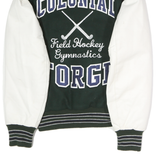 DELONG Mens Green & White Varsity Jacket S Polyester Blend Button Front