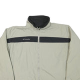 COLUMBIA Mens Beige & Black Outdoor Jacket L Polyester Blend Zip Plain