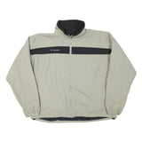 COLUMBIA Mens Beige & Black Outdoor Jacket L Polyester Blend Zip Plain