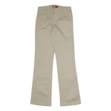 DICKIES Womens Beige Regular Fit Straight Leg Trousers W25 L27 Cotton Blend Zip