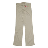 DICKIES Womens Beige Regular Fit Straight Leg Trousers W25 L27 Cotton Blend Zip