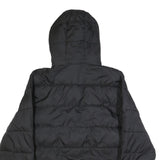 ELLESSE Womens Black Synthetic Puffer Jacket UK 16 Hooded Zip Logo Contrast