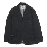 TIMBERLAND Mens Black Cotton Casual Jacket M Button Plain Classic Outerwear