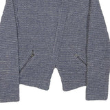 HALLHUBER Womens Blue Cotton Blend Zip Jacket S Woven Textured Pattern Tailored