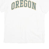 T UNIVERSITY Mens White Oregon Graphic T-Shirt S Short Sleeve Crew Neck Casual