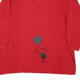 POWER Womens Red Pullover XL Sweatshirt Cotton Blend Heart Graphic