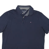 TOMMY HILFIGER Mens Blue Short Sleeve L Polo Shirt Cotton Blend Classic Fit