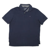 TOMMY HILFIGER Mens Blue Short Sleeve L Polo Shirt Cotton Blend Classic Fit