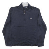 CHAPS Mens Navy Blue Plain Pullover Jumper Half Zip Crew Neck XL Casual