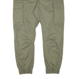 H&M Mens Cotton Blend Olive Relaxed Cargo Trousers W38 L30 Drawstring Waist