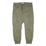 H&M Mens Cotton Blend Olive Relaxed Cargo Trousers W38 L30 Drawstring Waist