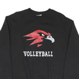 CHAMPION Mens Black Volleyball Crew Neck M Logo Cotton Blend Pullover Sweatshirt