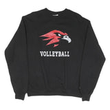 CHAMPION Mens Black Volleyball Crew Neck M Logo Cotton Blend Pullover Sweatshirt