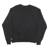CHAMPION Mens Black Volleyball Crew Neck M Logo Cotton Blend Pullover Sweatshirt