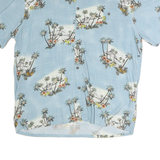 ISLAND SHORES Mens Blue Hawaiian Shirt L Cotton Tropical Palm Trees Casual