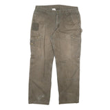 CARHARTT Mens Jeans Khaki Relaxed Straight Cotton Blend W38 L32 Workwear Zip