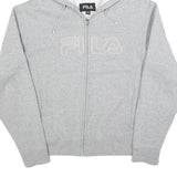 FILA Womens Grey Zip Up Hoodie 2XL Logo Casual Cotton Blend Sweatshirt