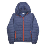 COLUMBIA Mens Blue Jacket S Polyester Lightweight Puffer Hooded Zip Outdoor