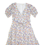 BODEN Womens White Floral Cotton Blend Fit & Flare Midi Dress UK 10 V-Neck
