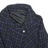 LAUREEN Womens Black & Blue Jacket UK 16 Woven Check Button Cropped Stylish