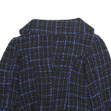 LAUREEN Womens Black & Blue Jacket UK 16 Woven Check Button Cropped Stylish