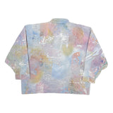 Womens Pastel Multi Colour Abstract Print Cotton Blend Button Jacket L