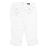 EARL JEAN Womens White Casual Cotton Blend Shorts M W30 Stud Embellished Pockets