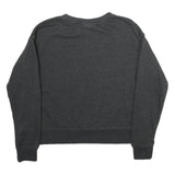 REEBOK Womens Black Cotton Sweatshirt Crew Neck S Logo Print Lightweight