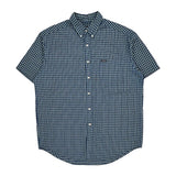 Chaps Ralph Lauren Checked Short Sleeve Shirt - Large Blue Cotton Blend