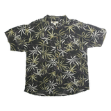 JOE MARLIN Mens Black Green Leaf Print Cotton Blend Shirt XL Casual Summer Style