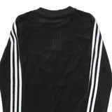 ADIDAS Womens Black Sweatshirt Crew Neck UK 4 Cotton Blend Three Stripes