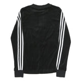 ADIDAS Womens Black Sweatshirt Crew Neck UK 4 Cotton Blend Three Stripes