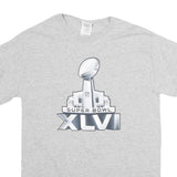 GILDAN Mens Grey Super Bowl XLVI Graphic T-Shirt S Short Sleeve Crew Neck