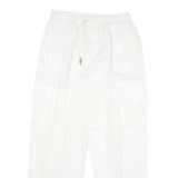 BY MITZY Mens Cotton Blend White Relaxed Drawstring Cargo Trousers W29 L30