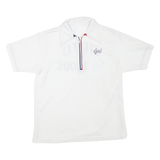 Mens White Basic Polyester Blend Polo Shirt Short Sleeve Zip Collar M Casual