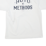 Mens White Basic Polyester Blend Polo Shirt Short Sleeve Zip Collar M Casual