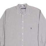 NAUTICA Mens Grey & Red Check Cotton Shirt XL Button-Down Collar Casual