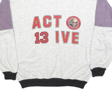 Mens White & Purple Active 13 Sweatshirt XL Crew Neck Casual Cotton Blend