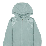ADIDAS Womens Blue Zip Up Hoodie Jacket UK 14 Polyester Plain Hooded Sportswear
