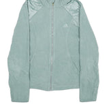 ADIDAS Womens Blue Zip Up Hoodie Jacket UK 14 Polyester Plain Hooded Sportswear