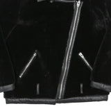 Womens Black Faux Fur Biker Jacket UK 10 Polyester Zip Plain Stylish Warm