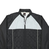 NIKE Womens Black & Light Grey Quilted Track Jacket M Polyester Blend Zip