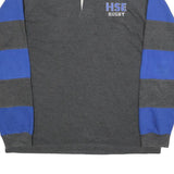 PENNANT Mens Grey & Blue Rugby Long Sleeve Plain XL Cotton Blend Polo Shirt