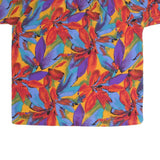 BIG COMPANY Womens Orange & Purple Printed Short Sleeve Button Neck Top XL