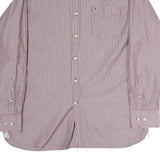 TOMMY HILFIGER Mens Red & White Stripe Button-Down Shirt XL Classic Cotton