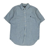 Ralph Lauren Checked Short Sleeve Shirt - Large Blue Cotton