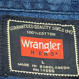 Wrangler Denim Shirt - Large Blue Cotton